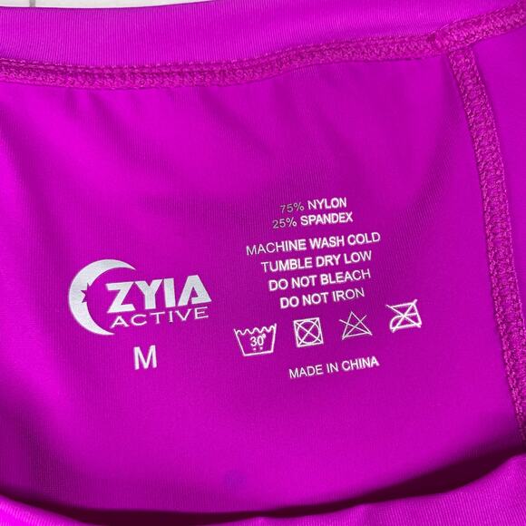 Zyia Active Tank Womens Medium Purple Split Back Open Sheer Tie Athletic Gym Run - Picture 3 of 9